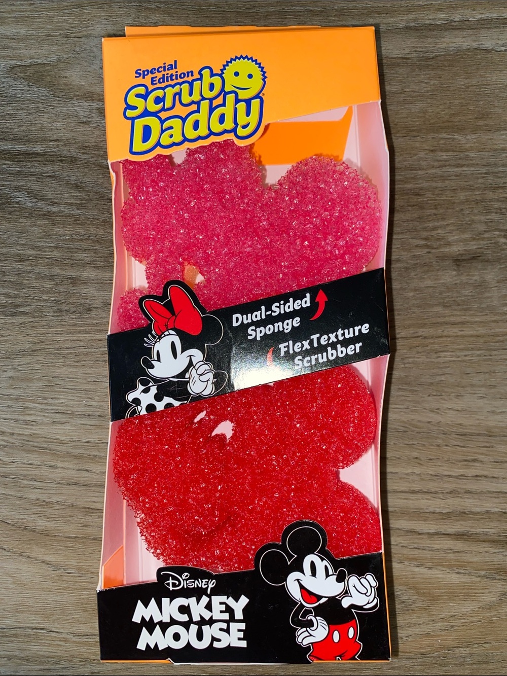Disney Mickey Mouse Dual-Sided Sponge - Red/Pink